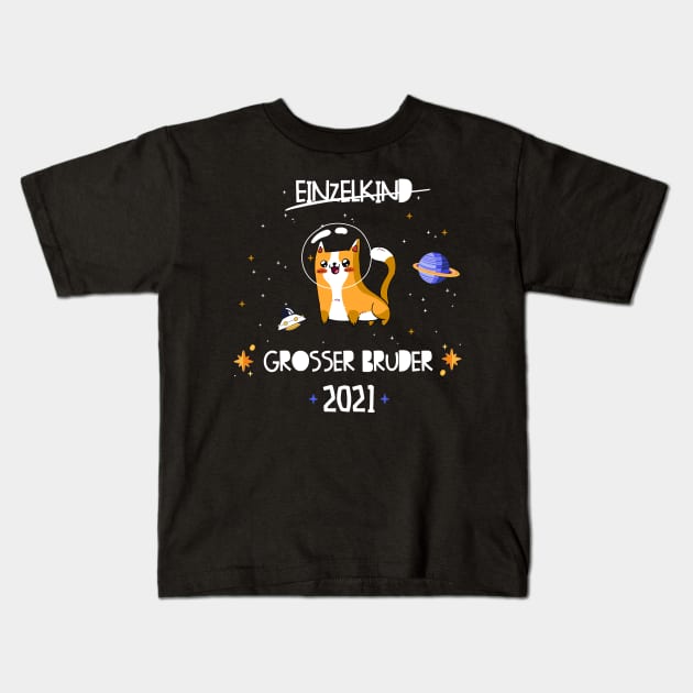 Großer Bruder 2021 Astronauten Katze Planeten Kids T-Shirt by alpmedia